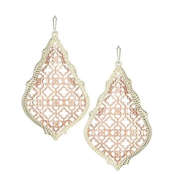 Kendra Scott Earrings Adair Gold & Rose Gold Drop Style For Pierced Ears - Picture 1 of 9